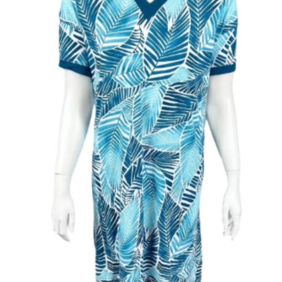 Stan Herman The Hamptons Regular 100% Cotton V-Neck Caftan Size Large - Picture 1 of 6